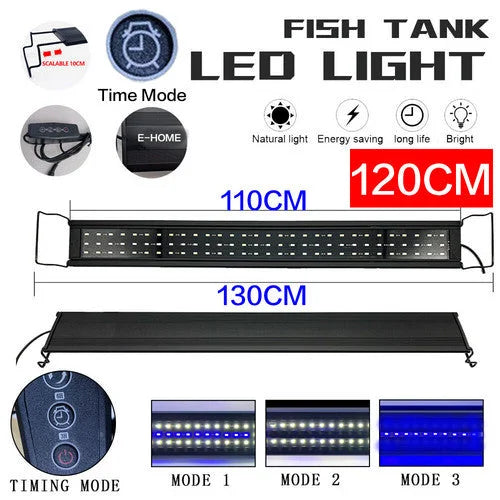 120cm aquarium LED lighting with storage context and item proportions
