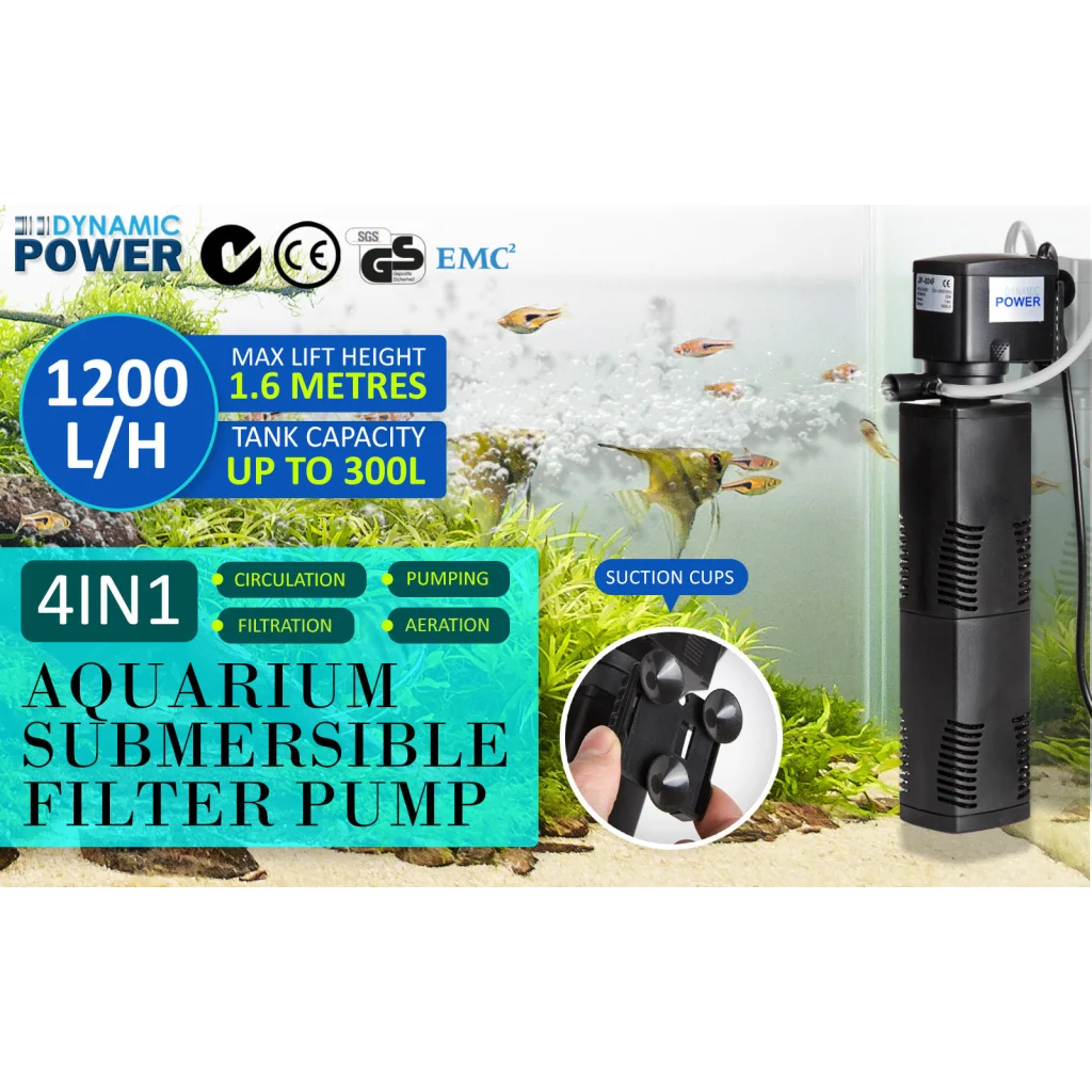 Aquarium Submersible Filter 1200L/H 22W 1.6m Pond Pump