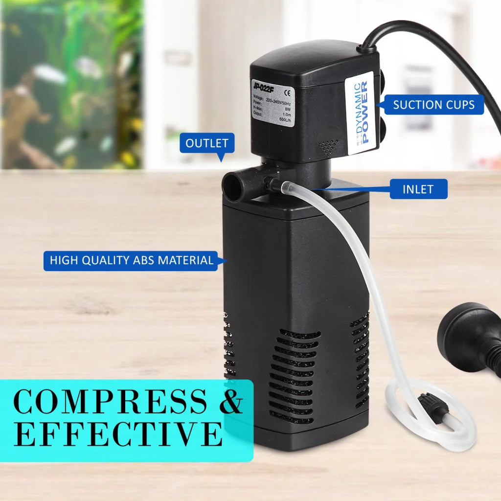 Aquarium Submersible Filter 600L/H 8W 1m Pond Pump