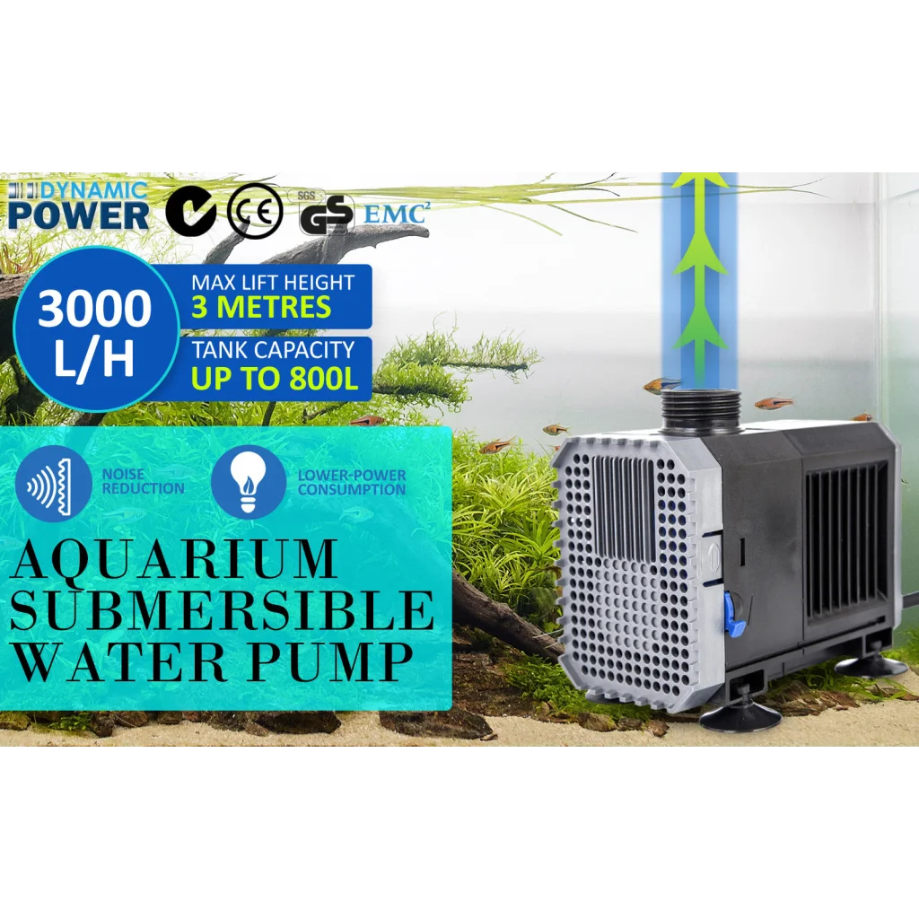Aquarium Submersible Water Pump 3000L/H 55W 3m Pond