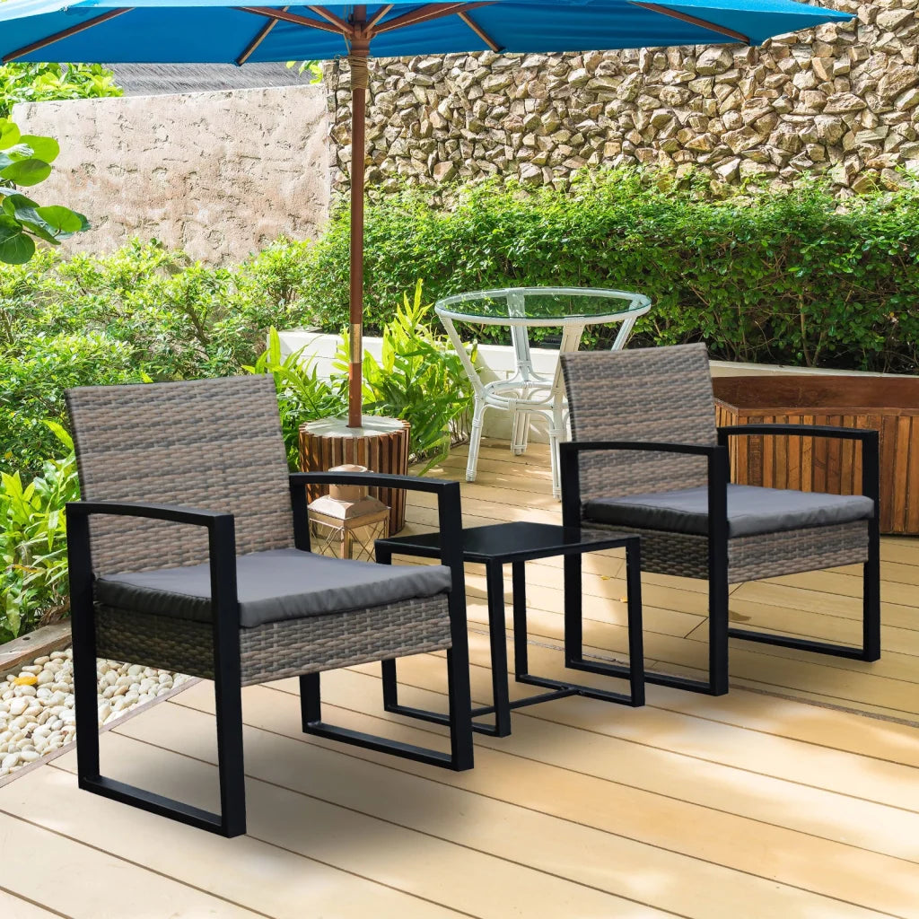 Arcadia Furniture Outdoor 3 Piece Wicker Rattan Patio Set