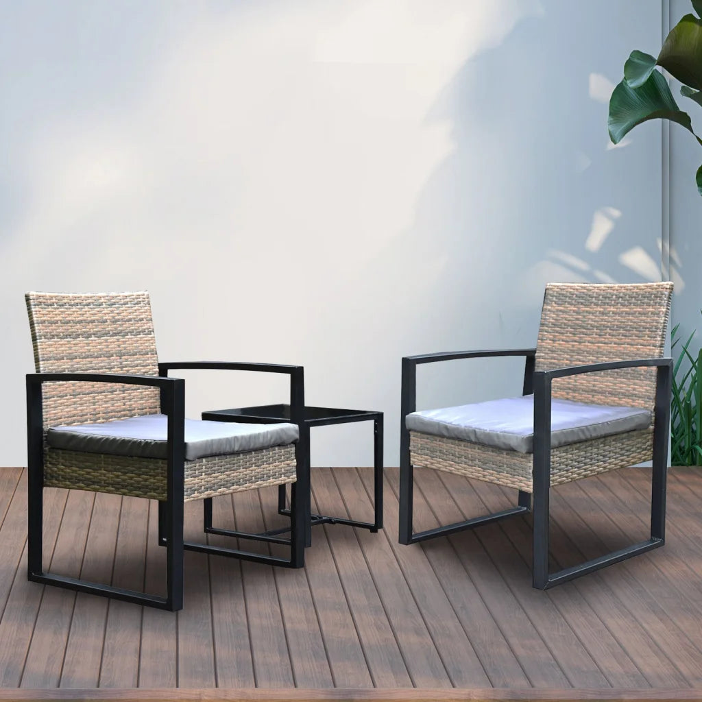Arcadia Furniture Outdoor 3 Piece Wicker Rattan Patio Set