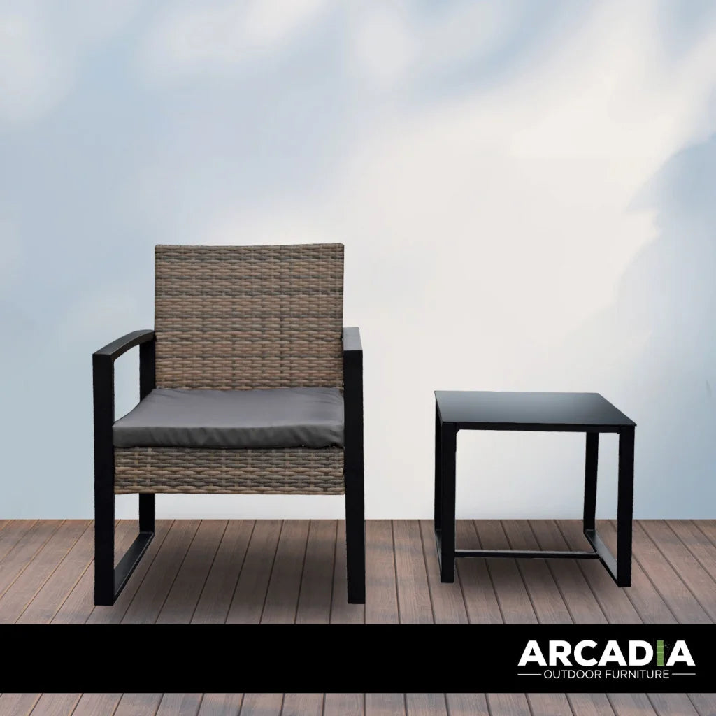 Arcadia Furniture Outdoor 3 Piece Wicker Rattan Patio Set