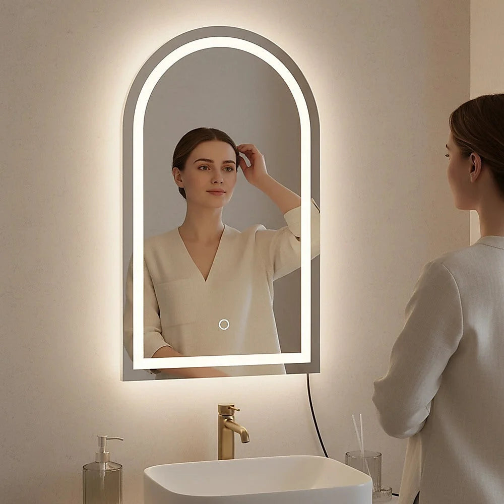 Arched LED Wall Mirror Bathroom Mirrors Makeup Anti-fog