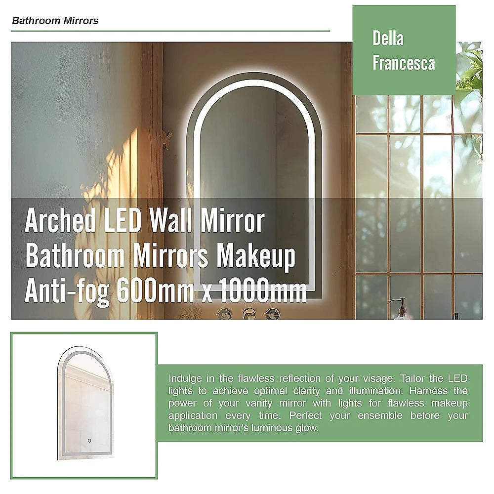 Arched LED Wall Mirror Bathroom Mirrors Makeup Anti-fog
