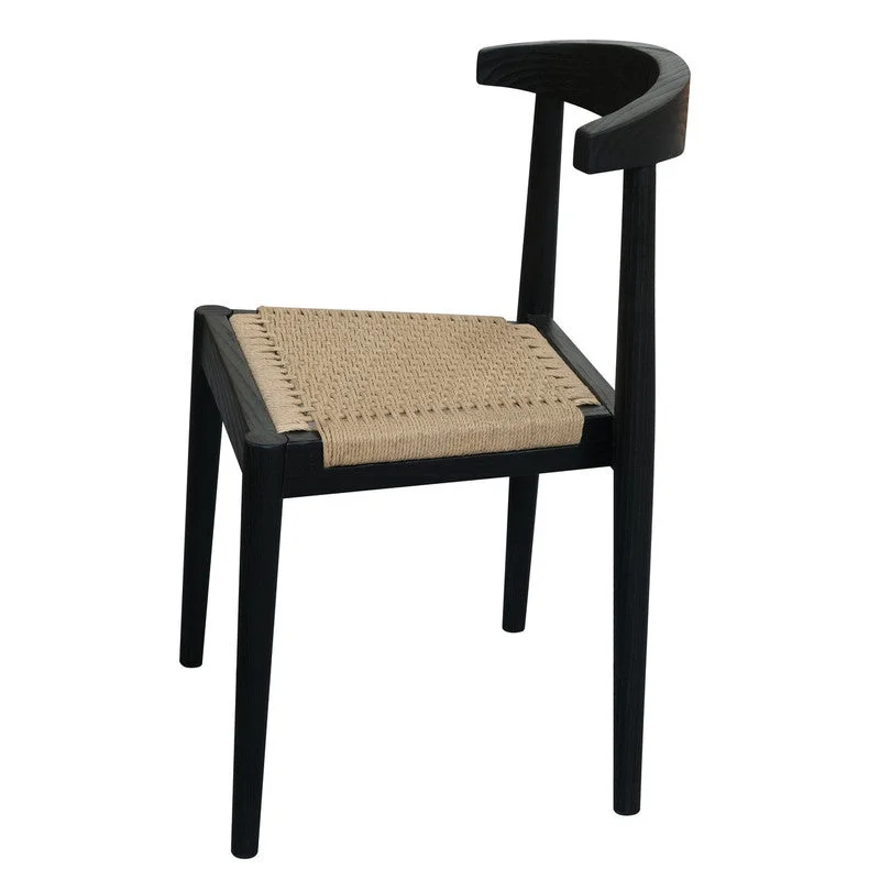 Arden Solid Oak Dining Chair with Loom (Black) - Furniture