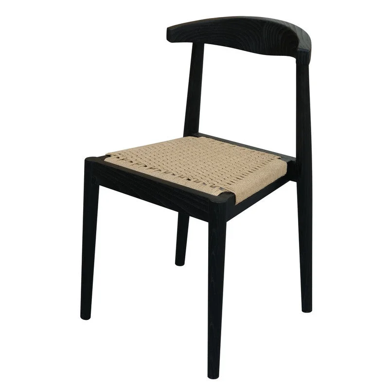 Arden Solid Oak Dining Chair with Loom (Black) - Furniture
