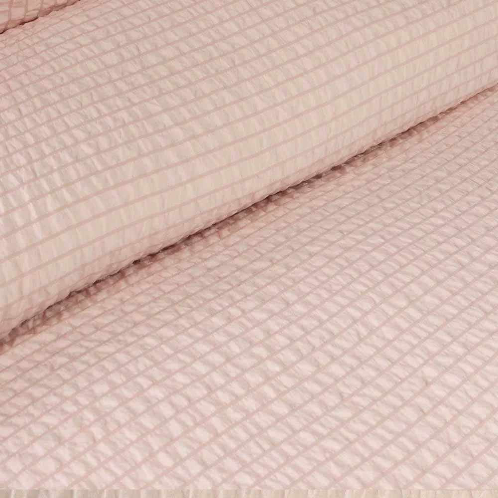 Ardor Ingrid Blush Seersucker Stripe Quilt Cover Set