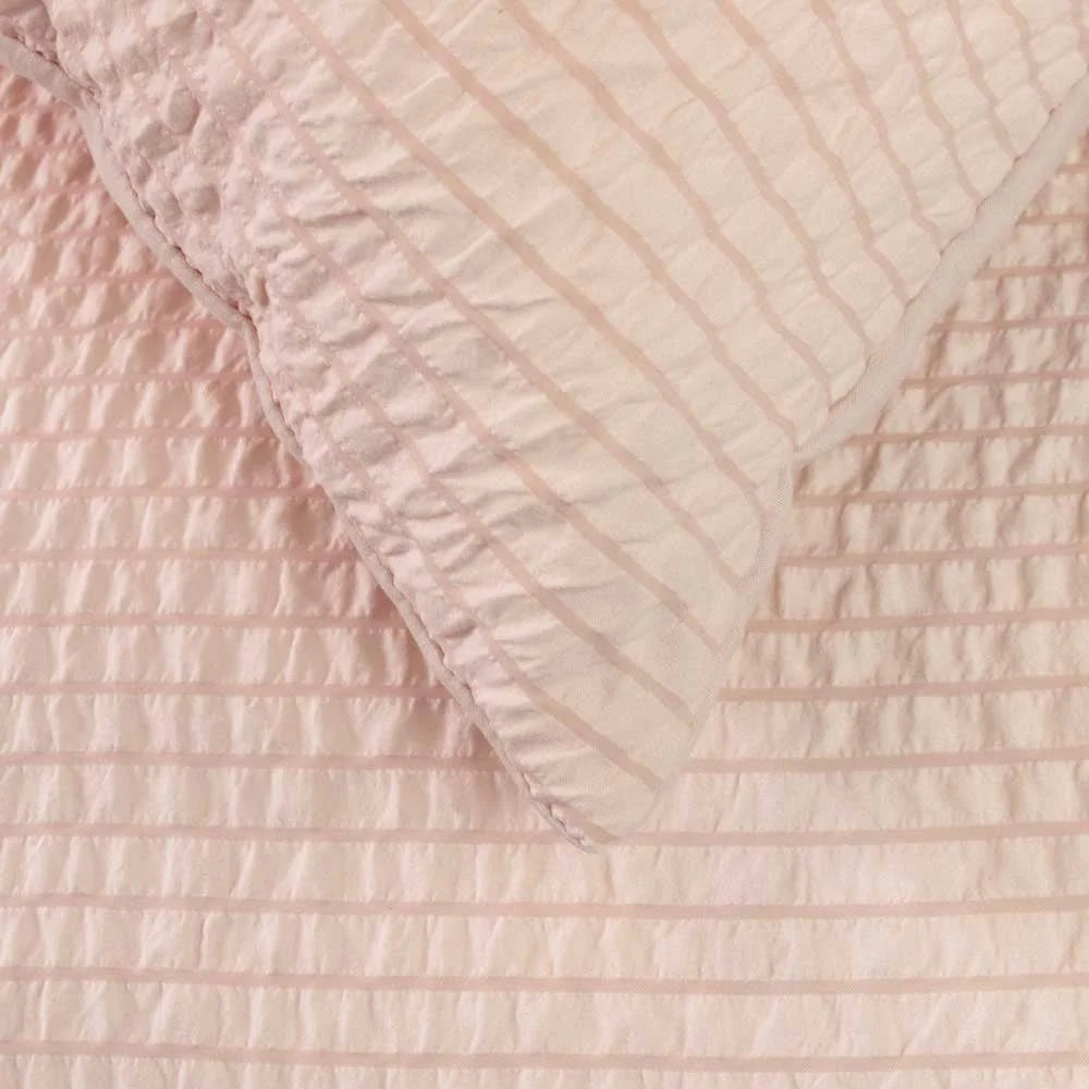 Ardor Ingrid Blush Seersucker Stripe Quilt Cover Set - King