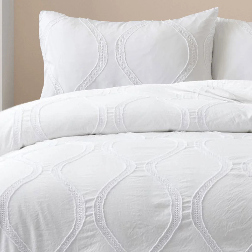 Ardor Lucy White Tufted Detail Quilt Cover Set - Queen