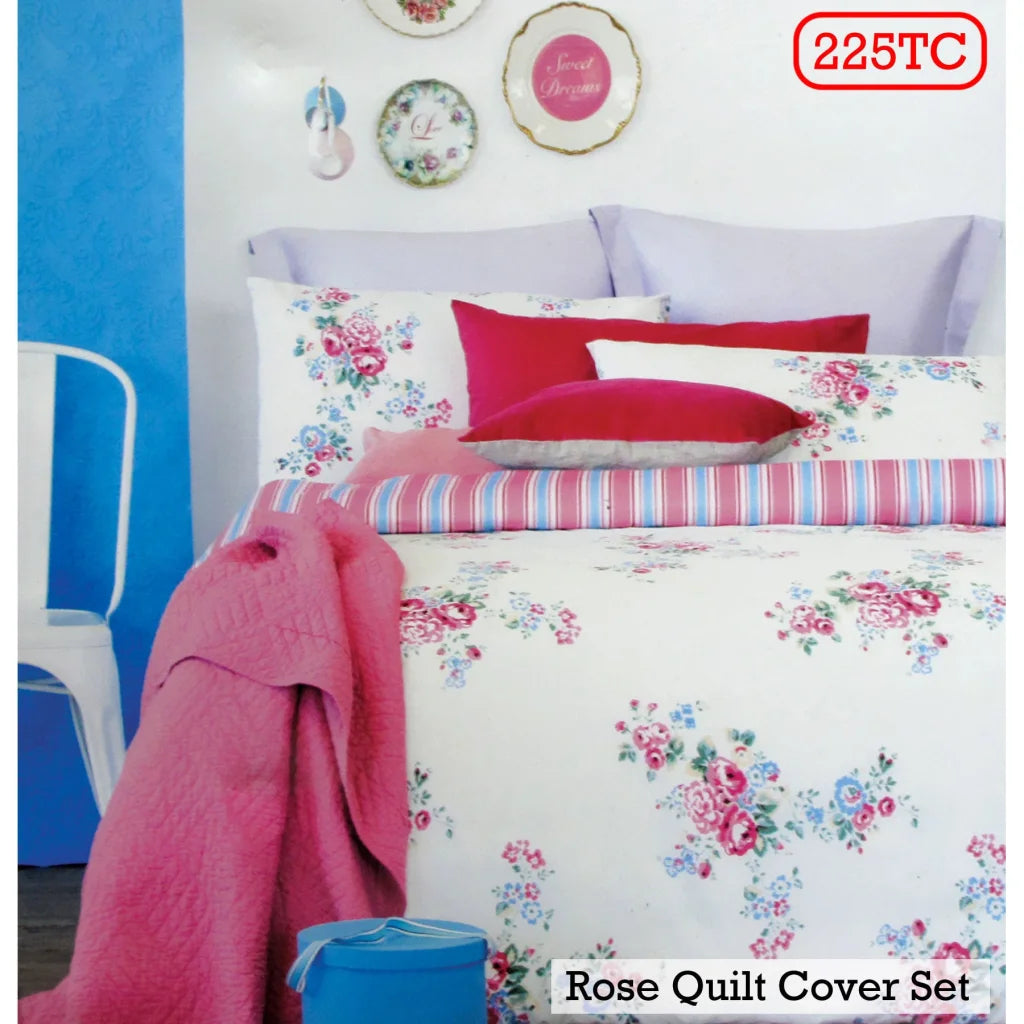 Ardor Rose Pink Quilt Cover Set - King - Home & Garden