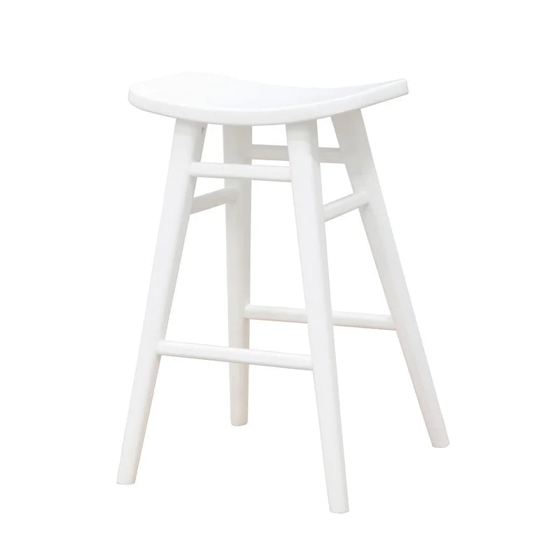 Aria Oval Solid Timber Counter Stool - White - Furniture