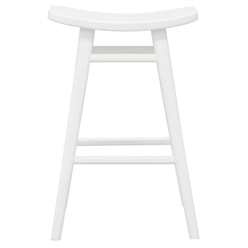 Aria Oval Solid Timber Counter Stool - White - Furniture