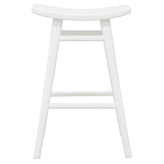 Aria Oval Solid Timber Counter Stool - White - Furniture
