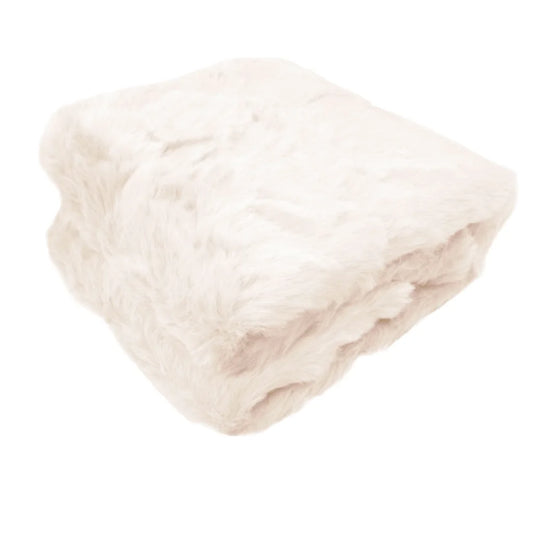 Ariana Long Fleece Faux Fur Throw Rug - Light Peach - Home