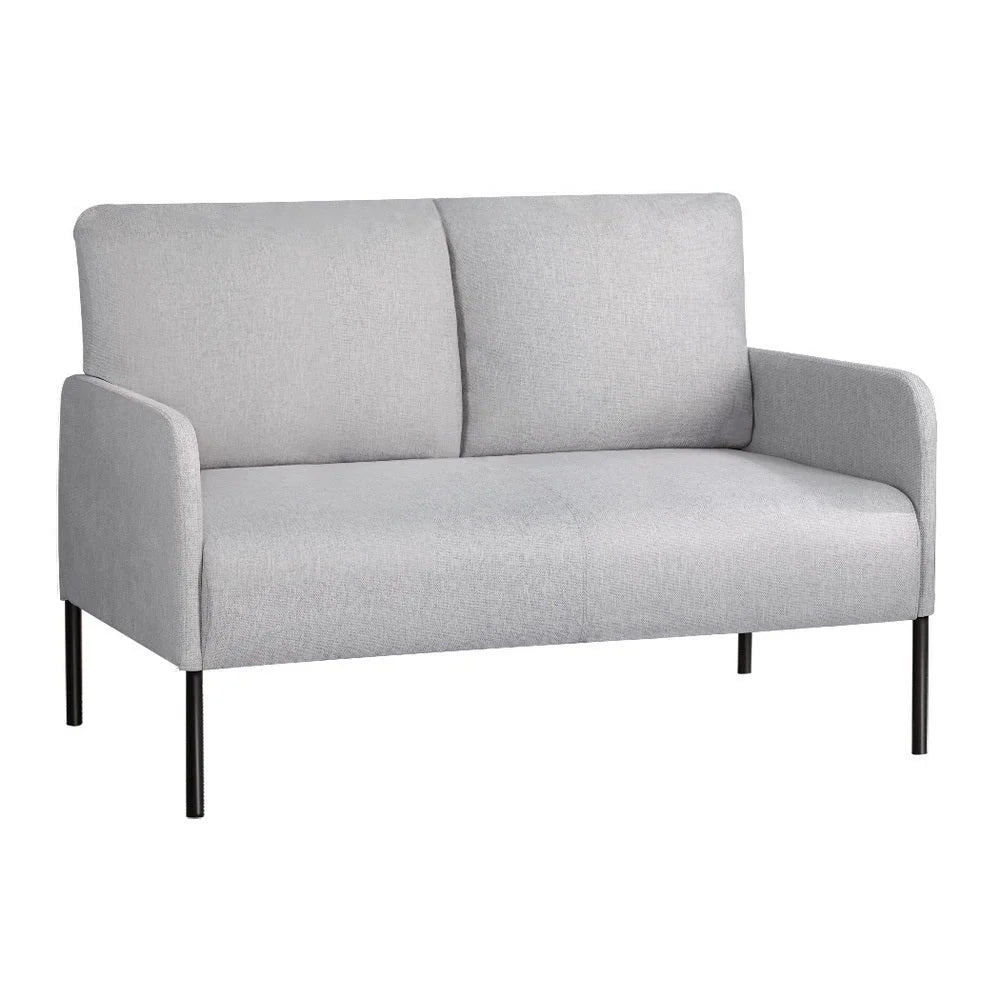 Armchair 2-Seater Sofa Accent Loveseat with Grey Linen