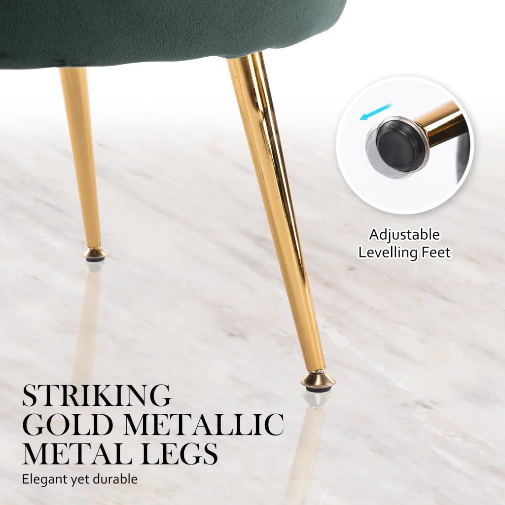 Armchair Accent Chair Velvet with Round Ottoman Footstool