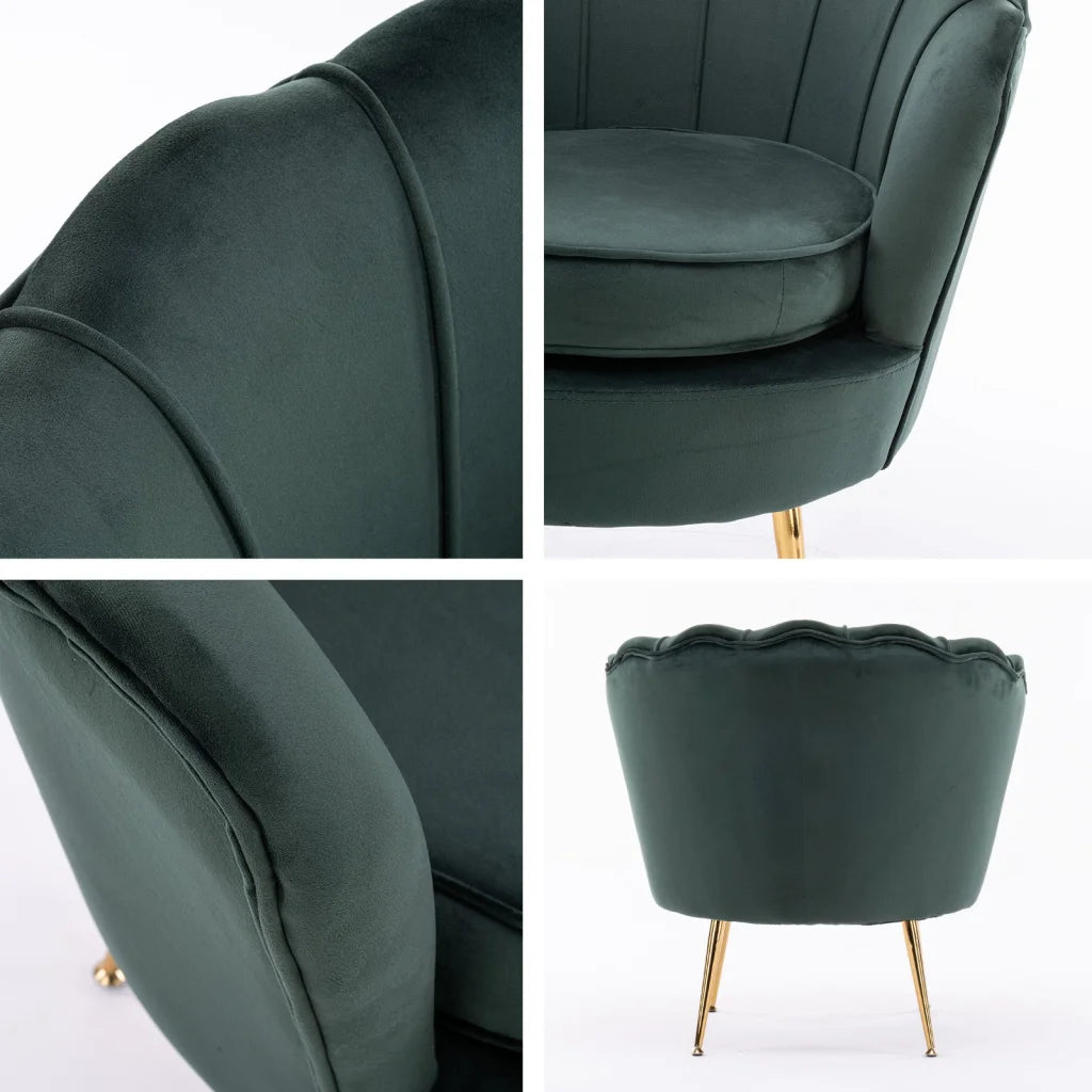 Armchair Accent Chair Velvet with Round Ottoman Footstool