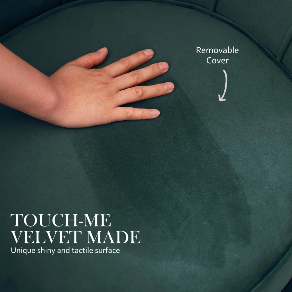 Armchair Accent Chair Velvet with Round Ottoman Footstool