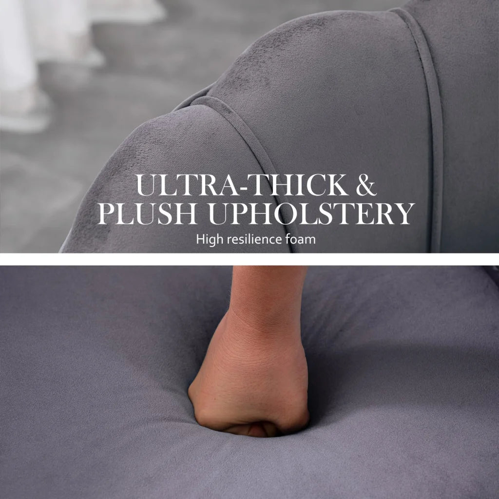 Armchair Accent Chair Velvet with Round Ottoman Footstool