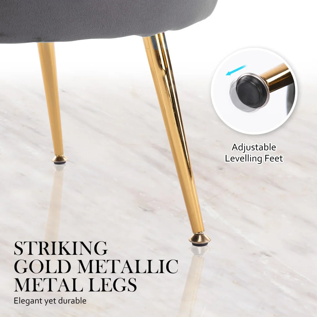 Armchair Accent Chair Velvet with Round Ottoman Footstool