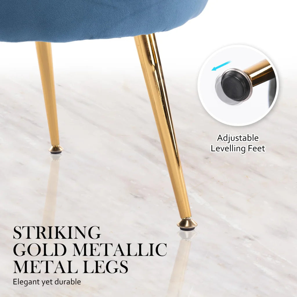 Armchair Accent Chair Velvet with Round Ottoman Footstool