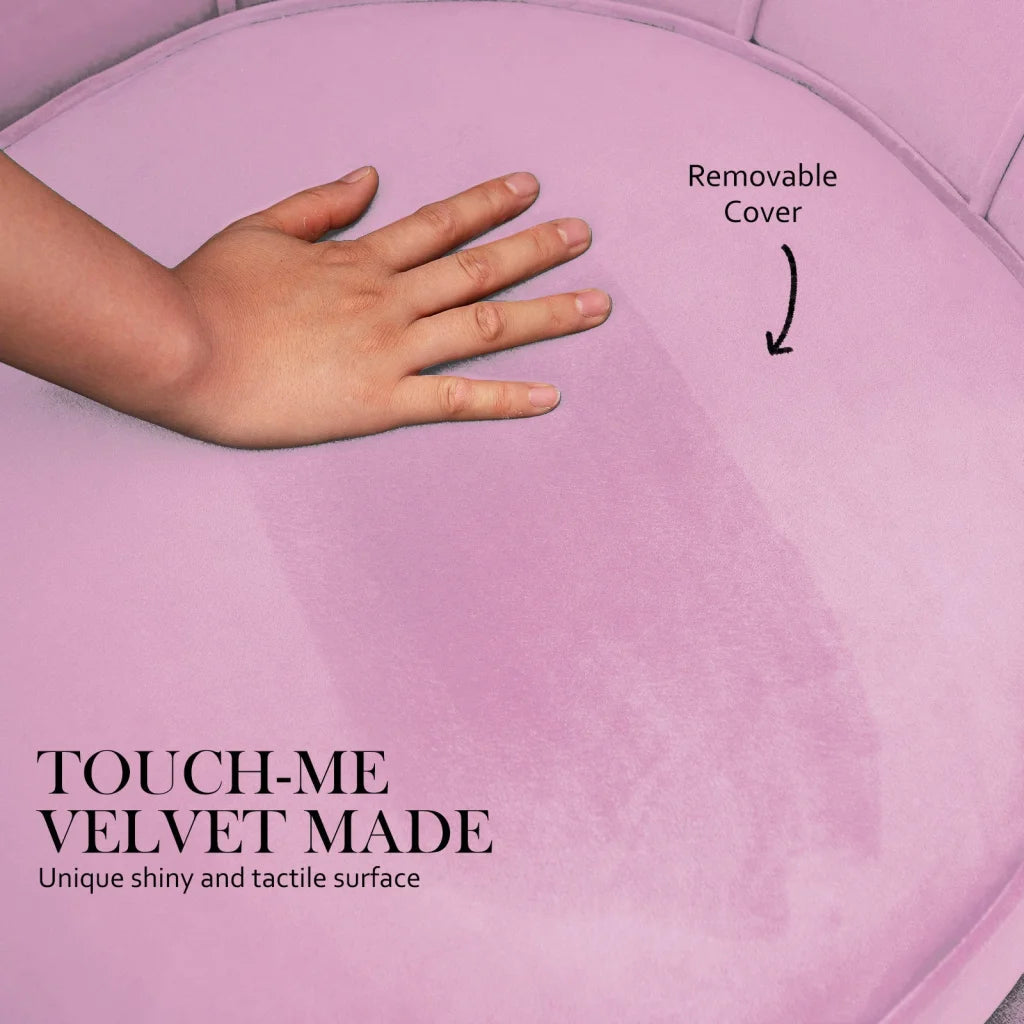 Armchair Accent Chair Velvet with Round Ottoman Footstool