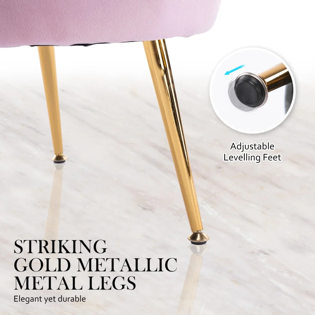 Armchair Accent Chair Velvet with Round Ottoman Footstool