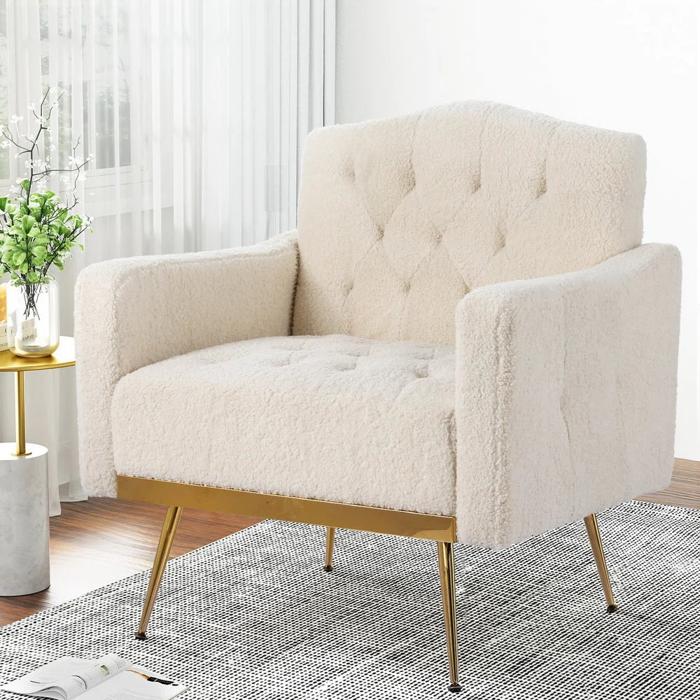 Armchair Boucle Fabric - Beige Nicole