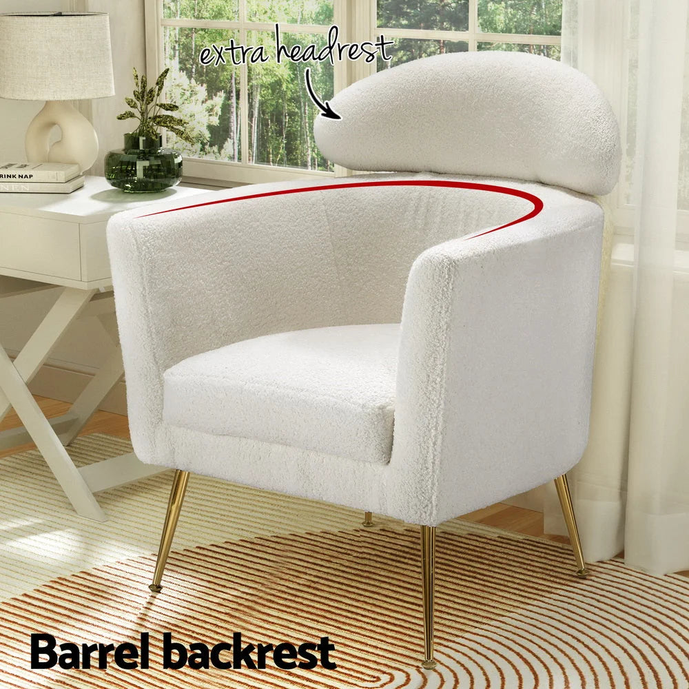 Armchair Boucle Fabric - White Yoli