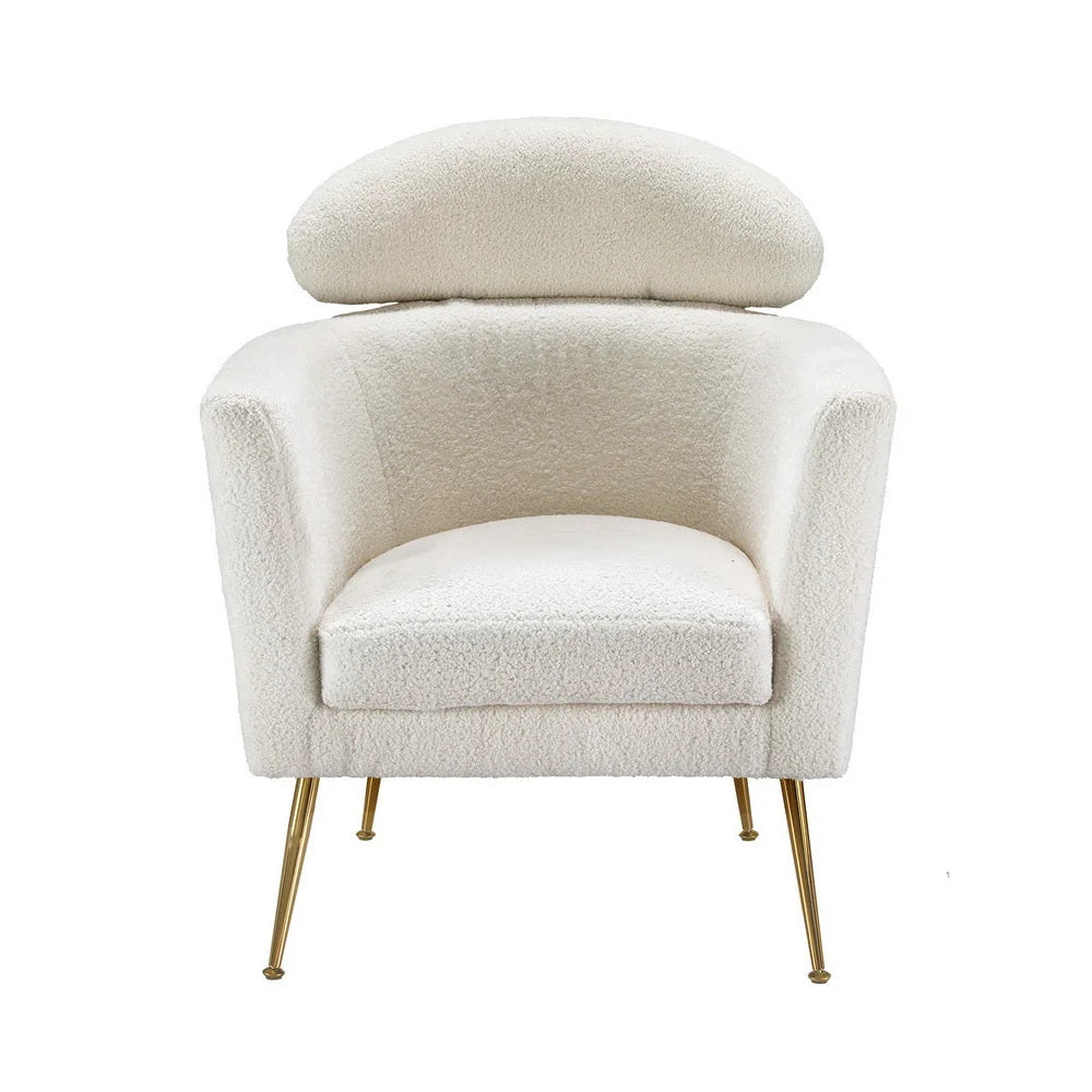 Armchair Boucle Fabric - White Yoli