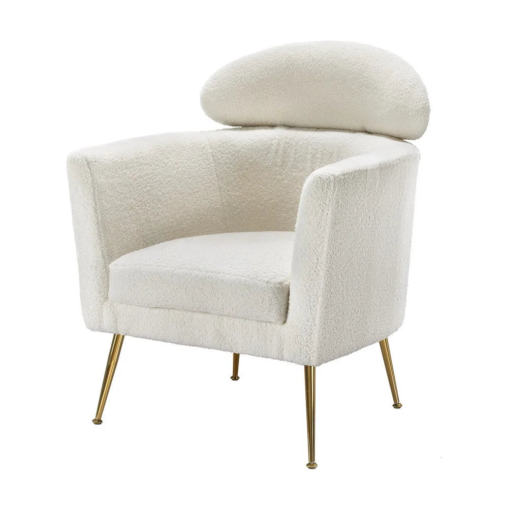 Armchair Boucle Fabric - White Yoli