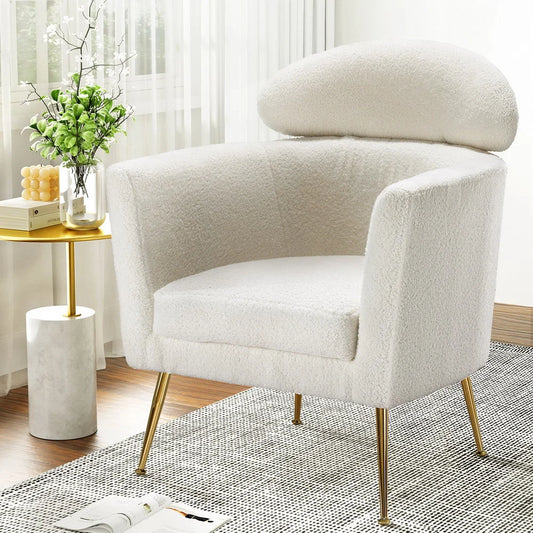 Armchair Boucle Fabric - White Yoli