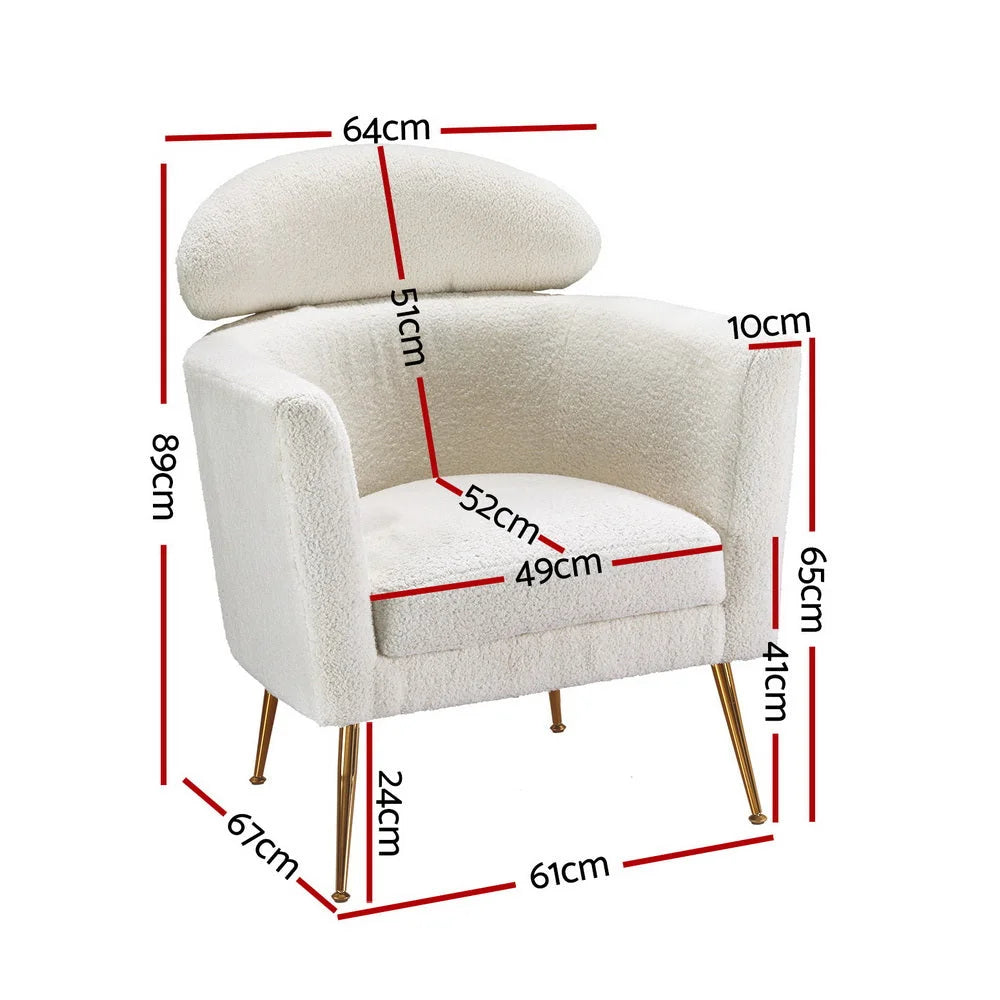 Armchair Boucle Fabric - White Yoli
