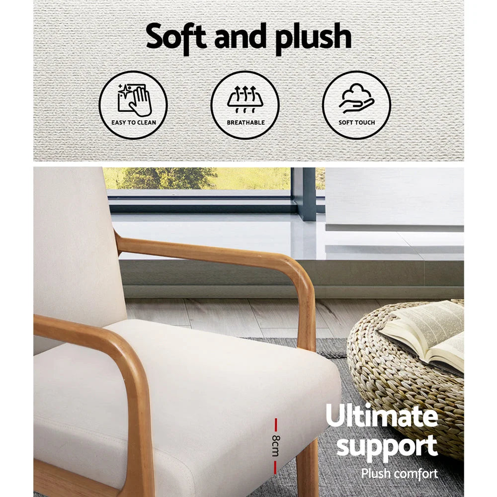 Armchair Fabric - Beige Olive