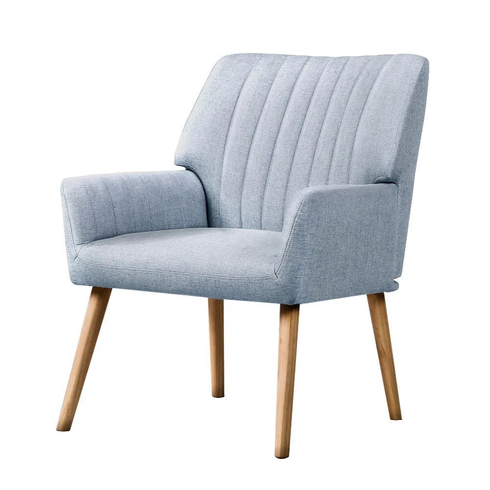 Grey fabric lounge armchair