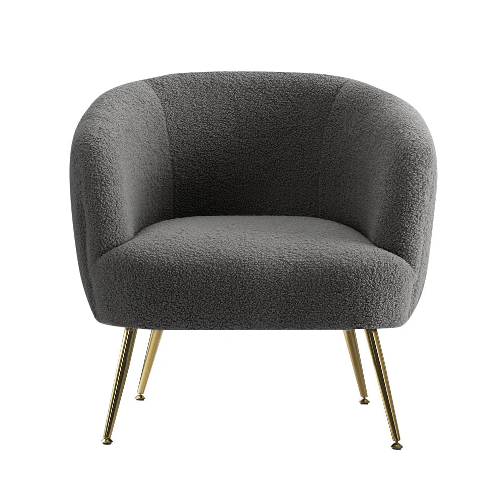 Charcoal accent chair with upholstered seat and curved back