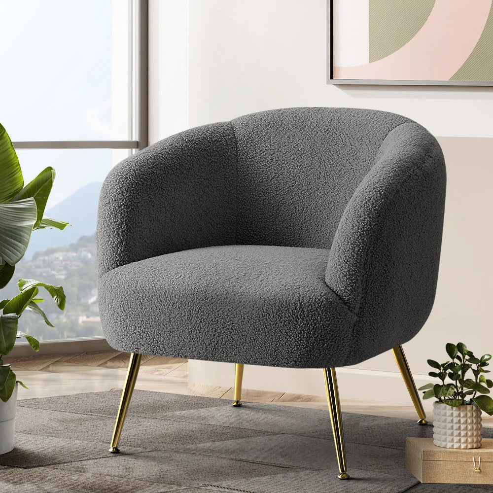 Charcoal accent chair with padded seat and sturdy metal frame