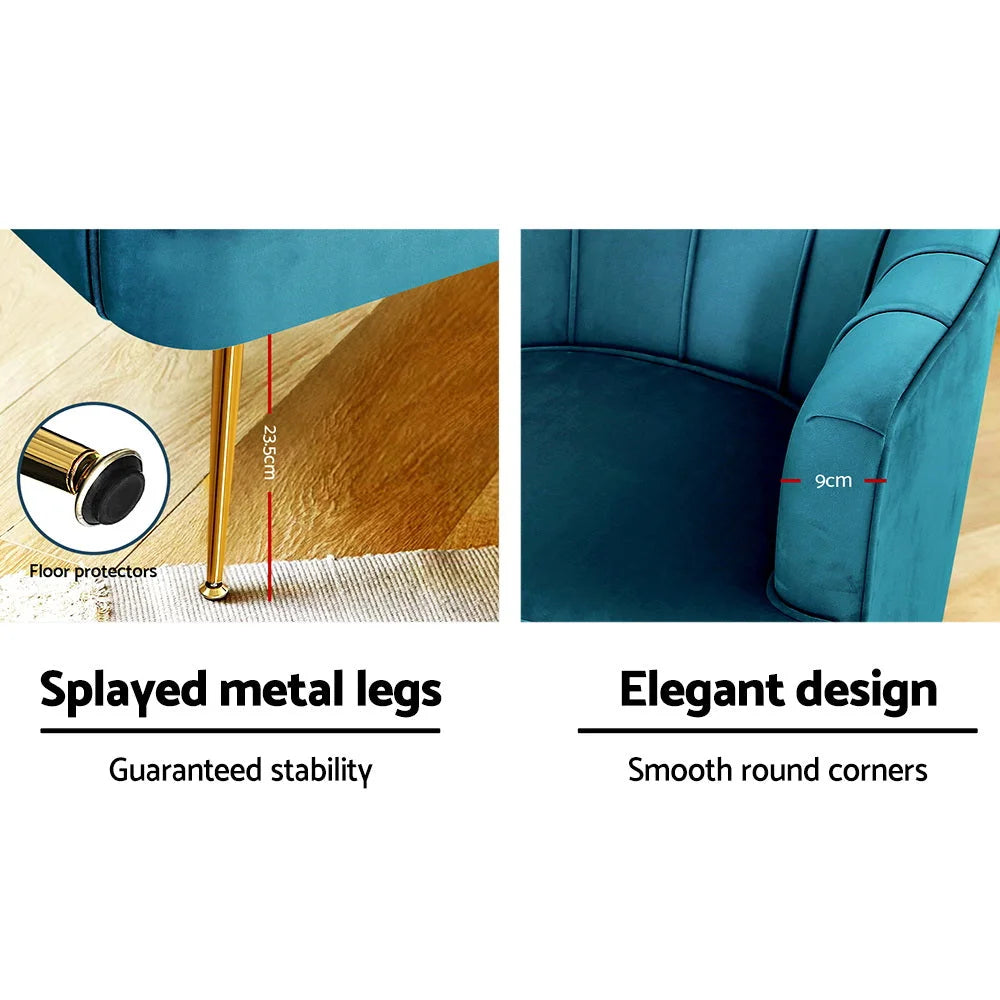 Armchair Lounge Accent Chair Sofa Velvet Navy Blue Couch