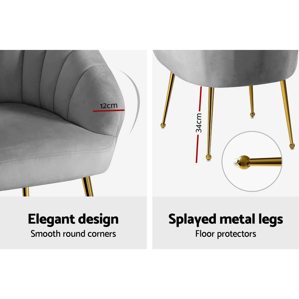 Armchair Lounge Chair Accent Chairs Grey Velvet Sofa Couch