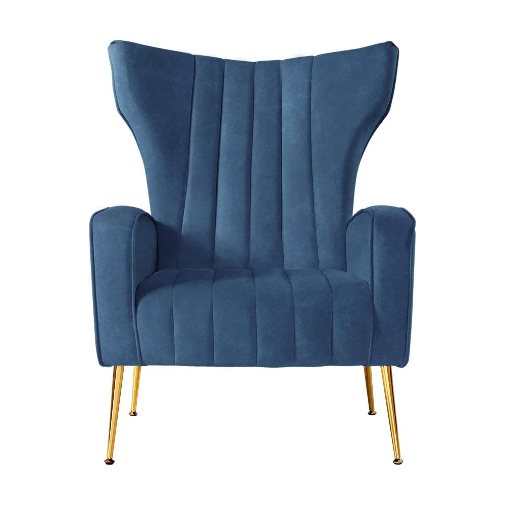 Armchair Lounge Chair Accent Chairs Navy Blue Velvet Sofa