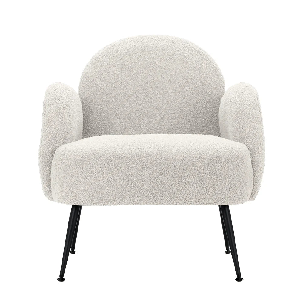 Armchair Lounge Chair Accent Armchair Sherpa Boucle - White