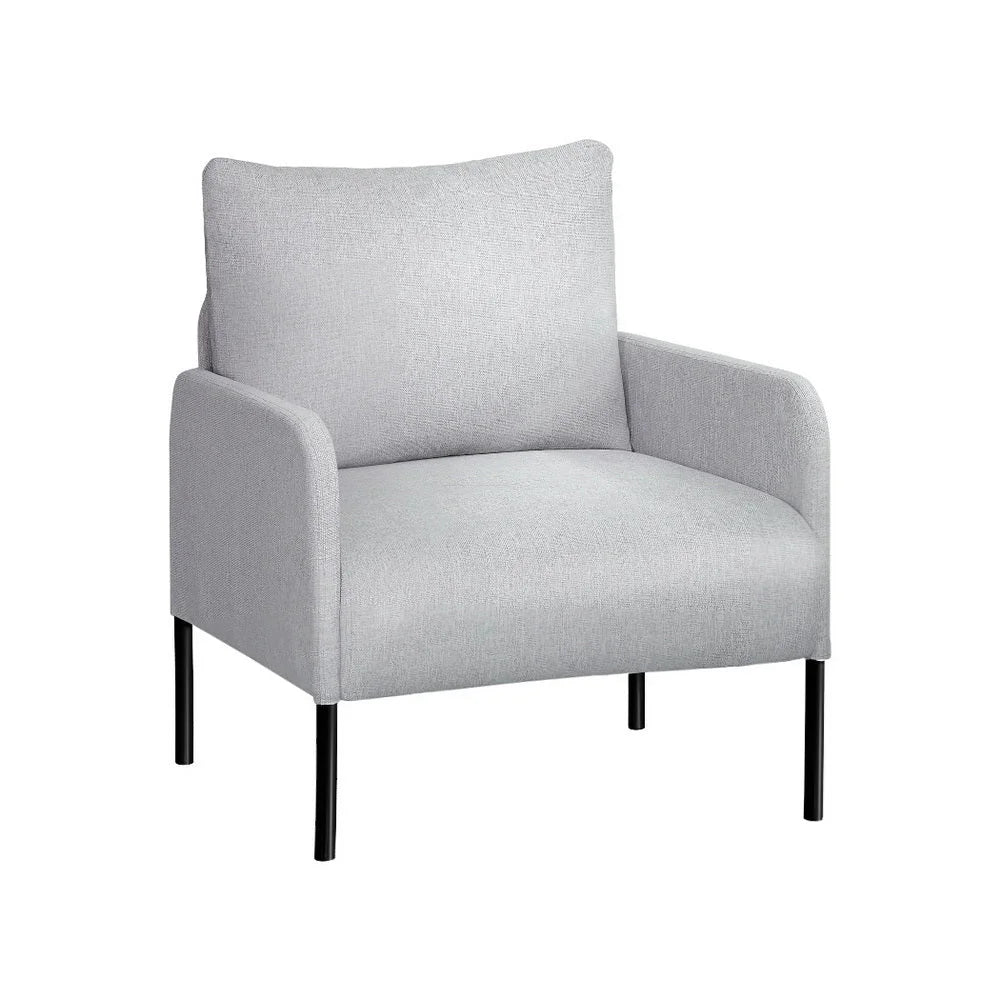 Armchair Lounge Chair Accent Single Sofa - Grey Linen Fabric