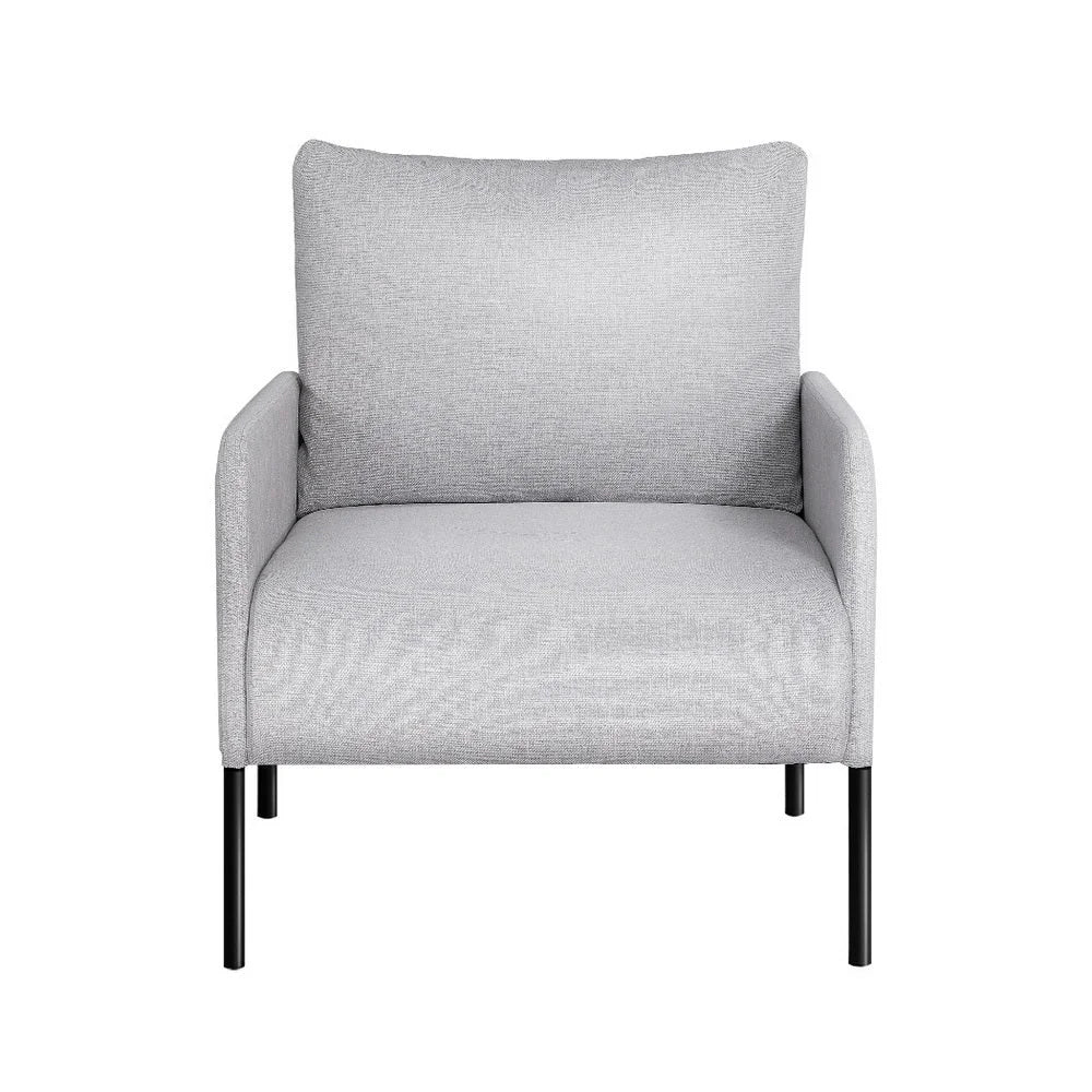 Armchair Lounge Chair Accent Single Sofa - Grey Linen Fabric