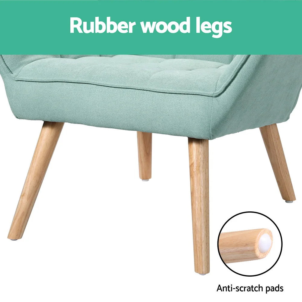 Accent chair with upholstered seat and curved back