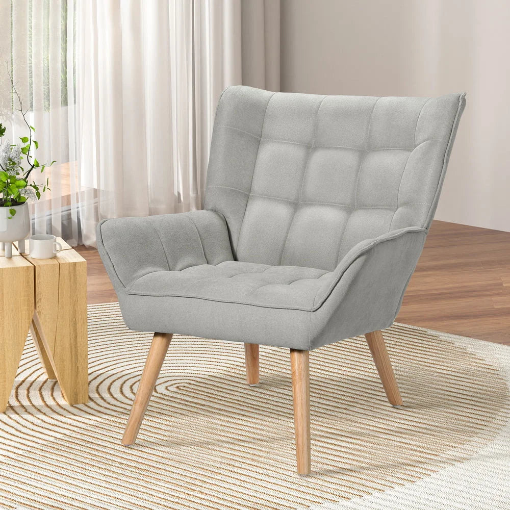 Accent chair with mesh backrest and caster base