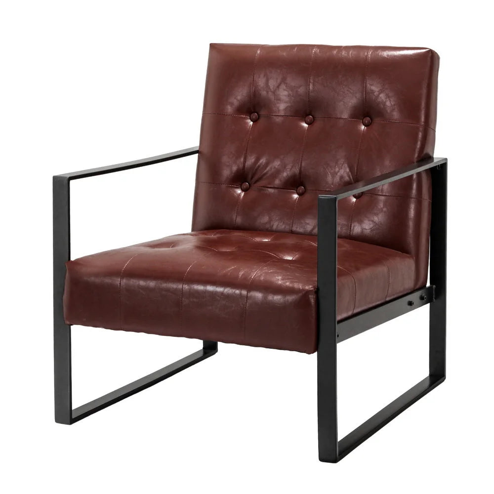 Armchair Lounge Chair Accent Sofa PU Leather - Brown