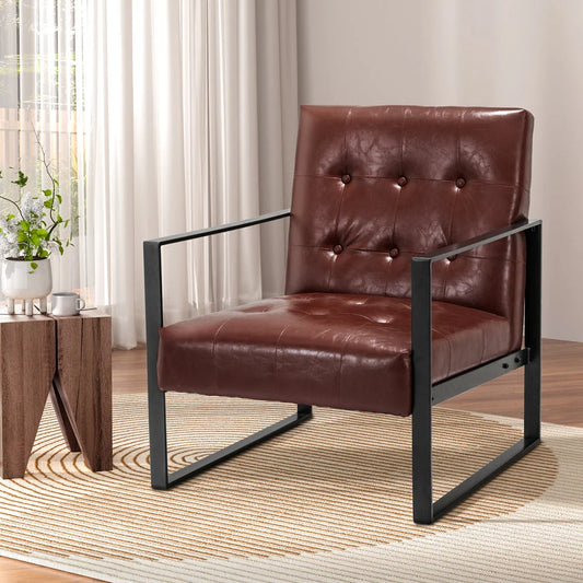 Armchair Lounge Chair Accent Sofa PU Leather - Brown