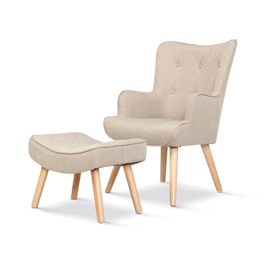 Beige fabric chair with armchair lounge sofa accent