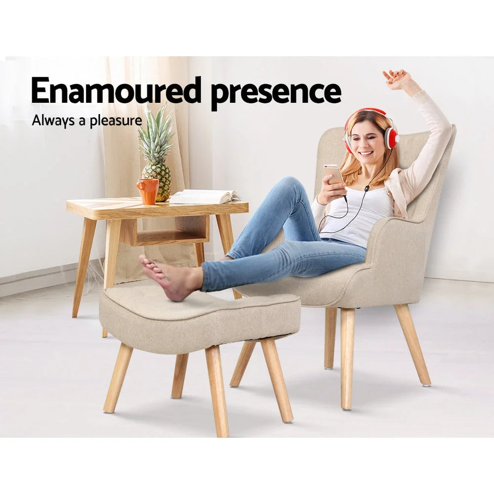 Armchair Lounge Chair Fabric Sofa Accent Chairs and Ottoman